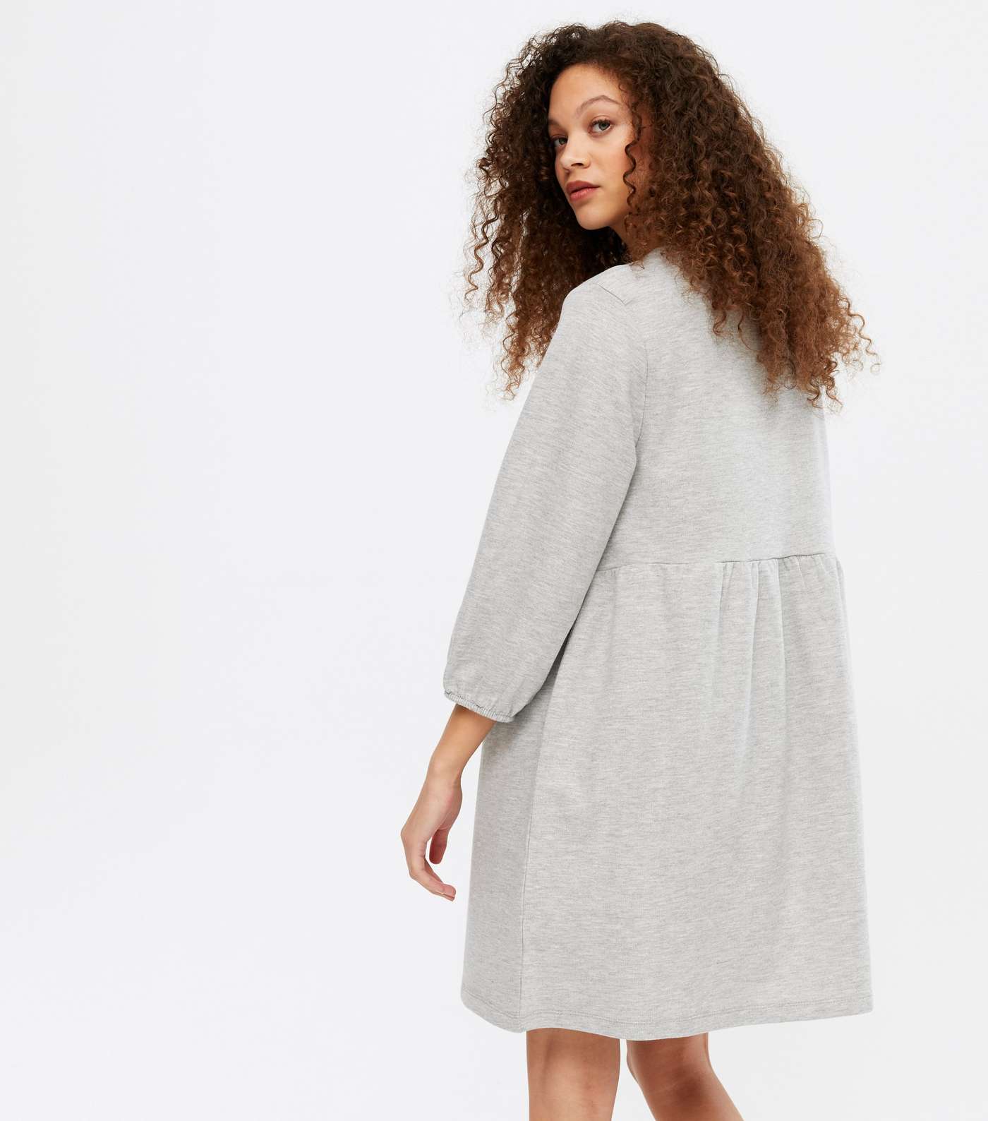 Petite Grey Puff Sleeve Sweatshirt Dress Image 3