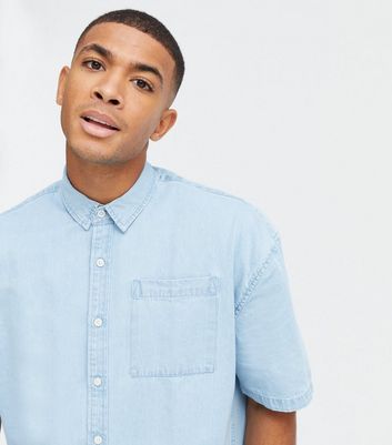 mens light blue denim shirt short sleeve