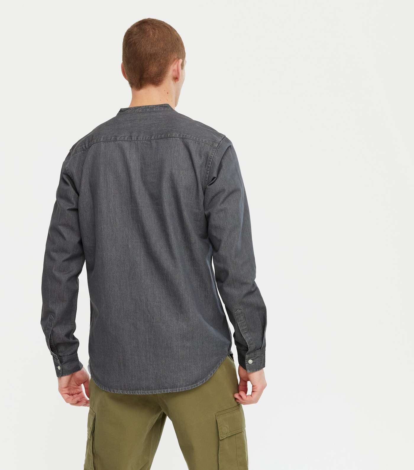 Grey Denim Long Sleeve Grandad Shirt Image 4