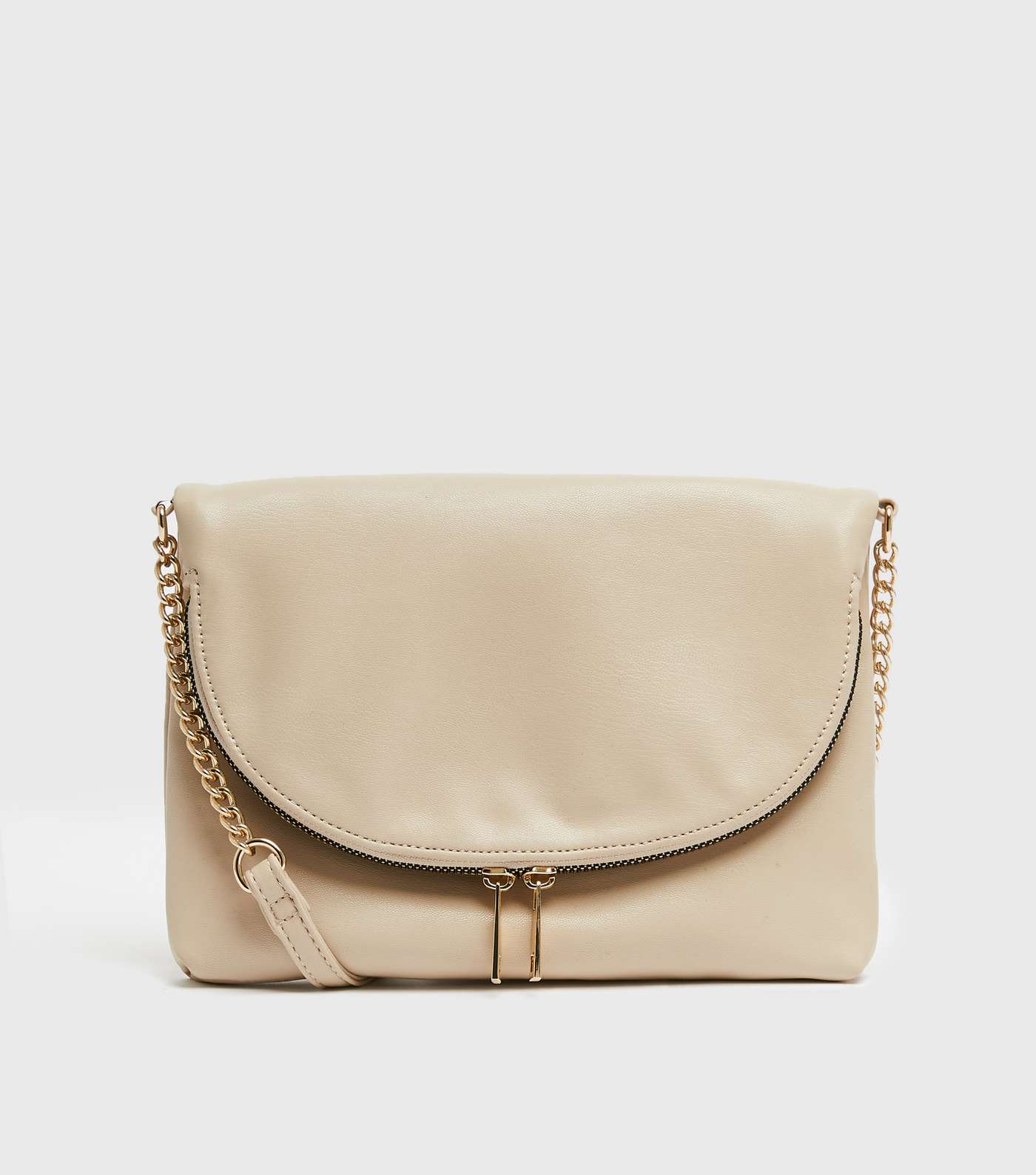 Pale Pink Leather-Look Folded Cross Body Bag