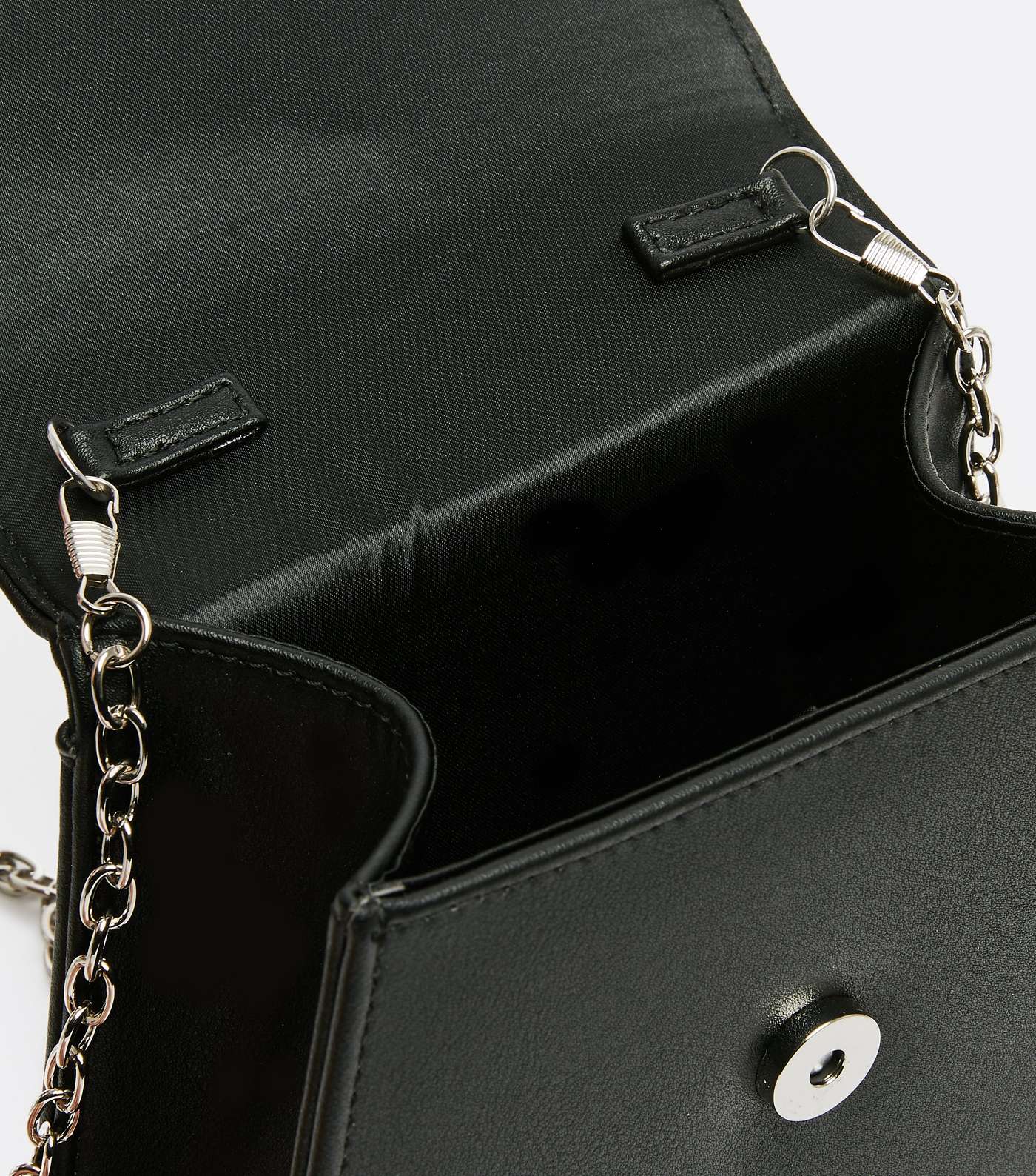 Black Leather-Look Gem Cross Body Bag Image 3