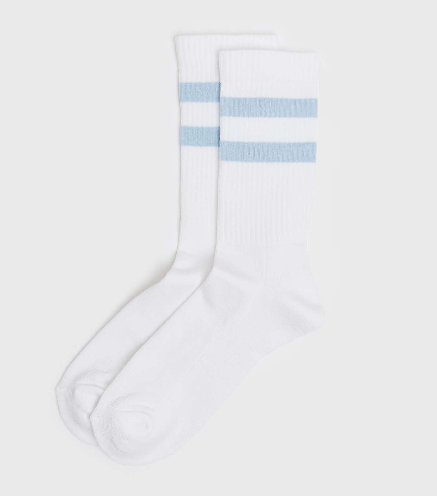 Pale Blue Sports Stripe Ribbed Socks
