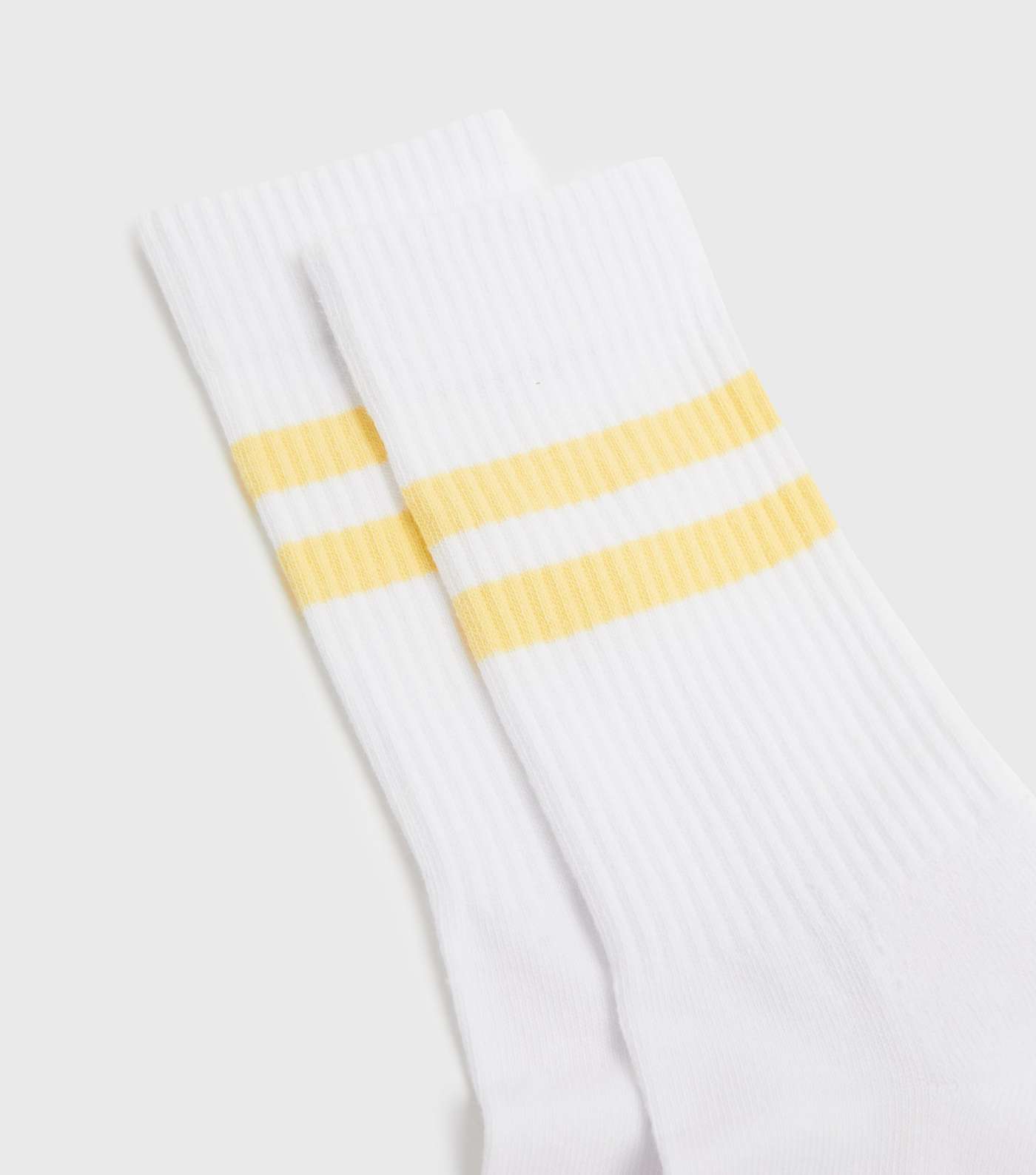 Pale Yellow Sports Stripe Ribbed Socks Image 2