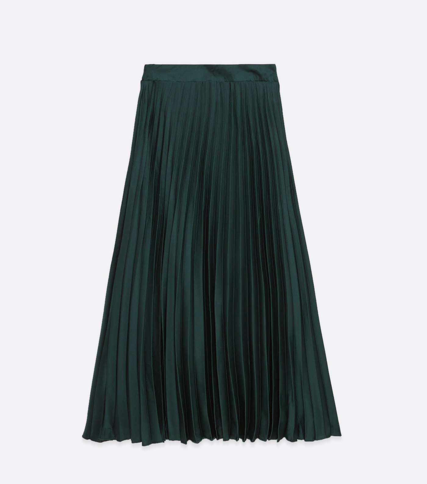 Tall Dark Green Pleated Satin Midi Skirt Image 5