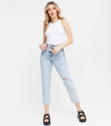 high waist boyfriend jeans ripped