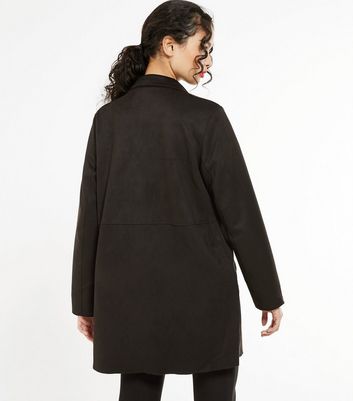 Black Suedette Duster Jacket New Look