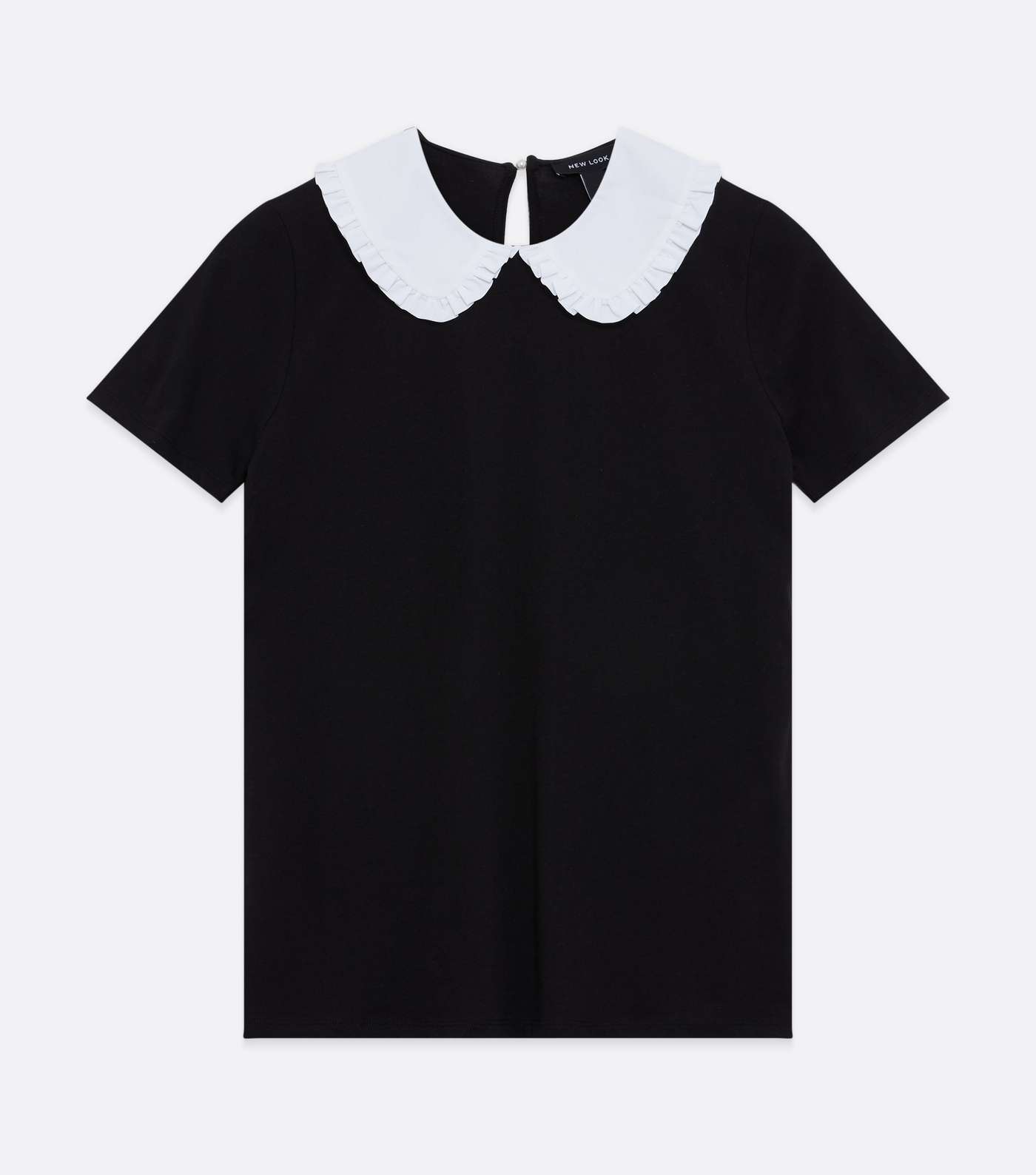 Black Contrast Collar T-Shirt Image 5