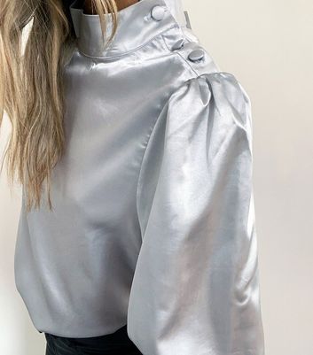 Click to view product details and reviews for Zibi London Silver High Neck Satin Blouse New Look.