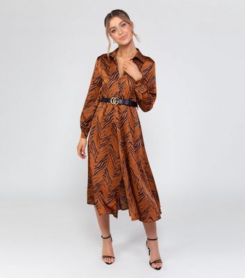 orange zebra print dress
