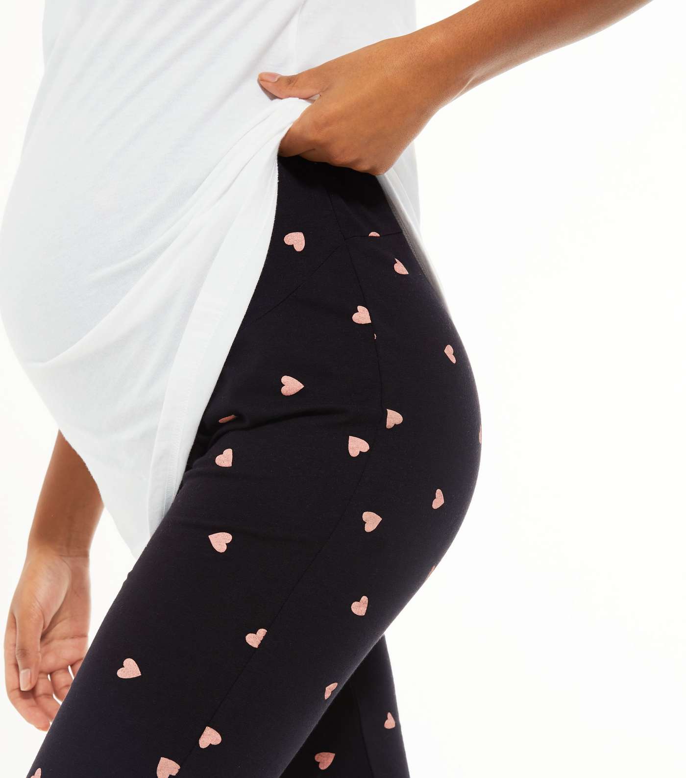 Maternity White Heart Legging Pyjama Set Image 4