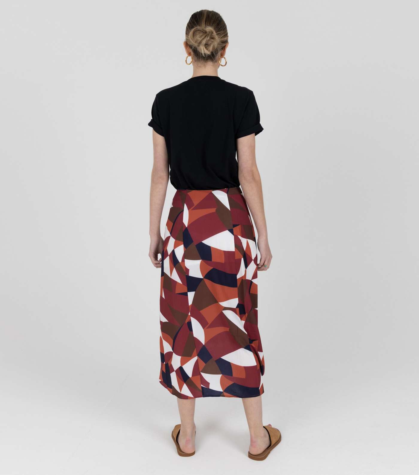 Zibi London Red Geometric Split Midi Skirt Image 3