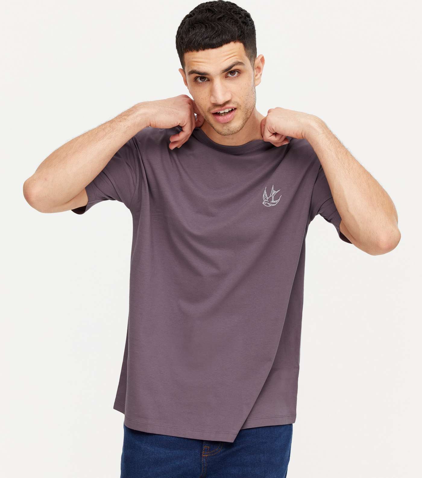 Lilac Swallow Embroidered T-Shirt