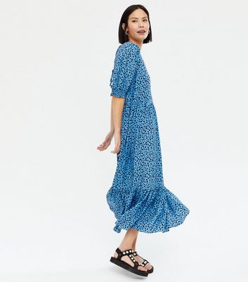 blue leopard print dress new look