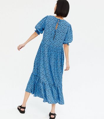 Blue leopard print 2024 dress new look