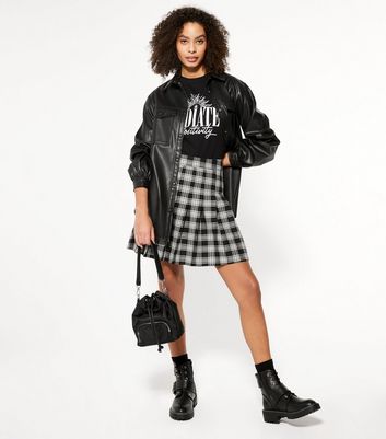 Black and white clearance check skirt new look