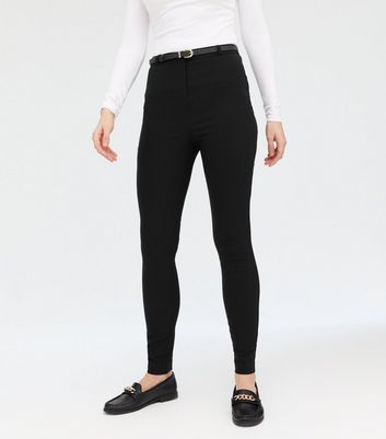 Black Belted Skinny Stretch Trousers 