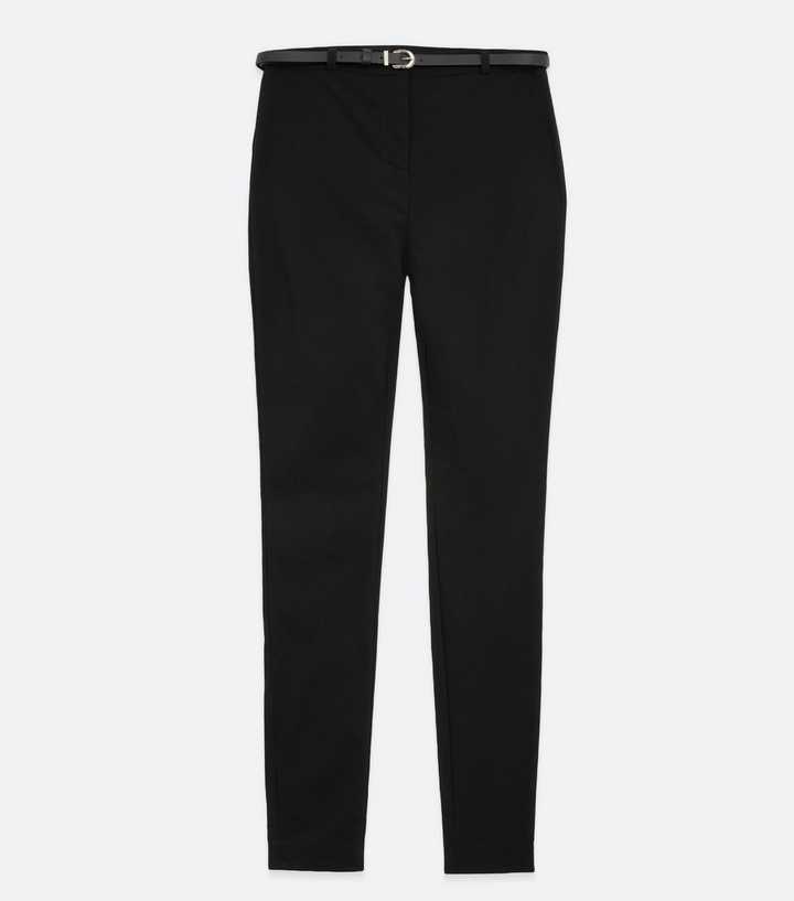 Black Belted Skinny Stretch Trousers