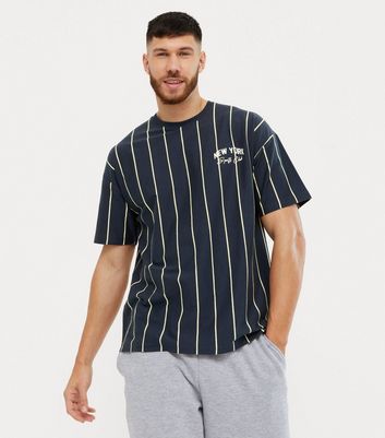 Navy Stripe New York Sports Club Logo T 