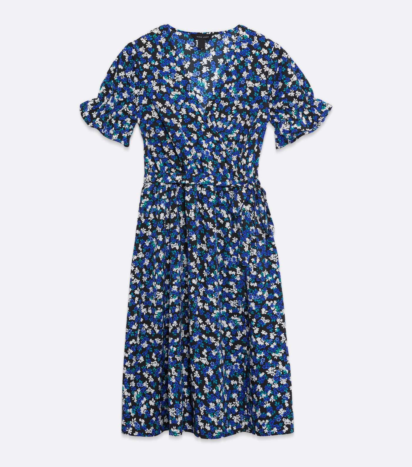 Blue Floral Wrap Midi Dress  Image 5