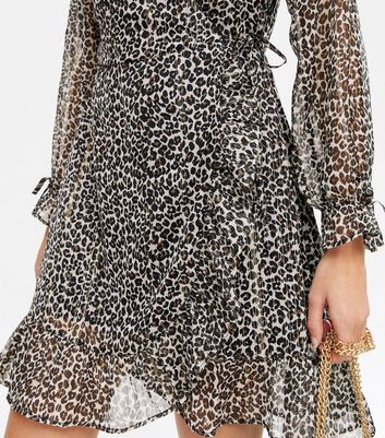 new look leopard print wrap dress