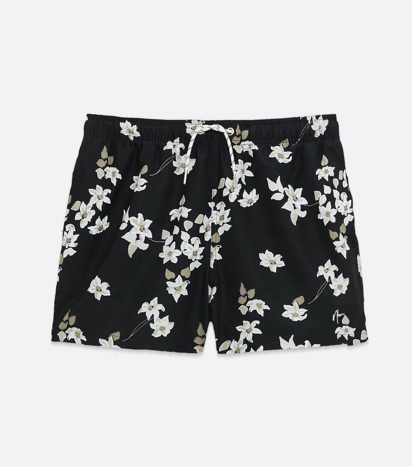 Black Floral Swim Shorts Image 5