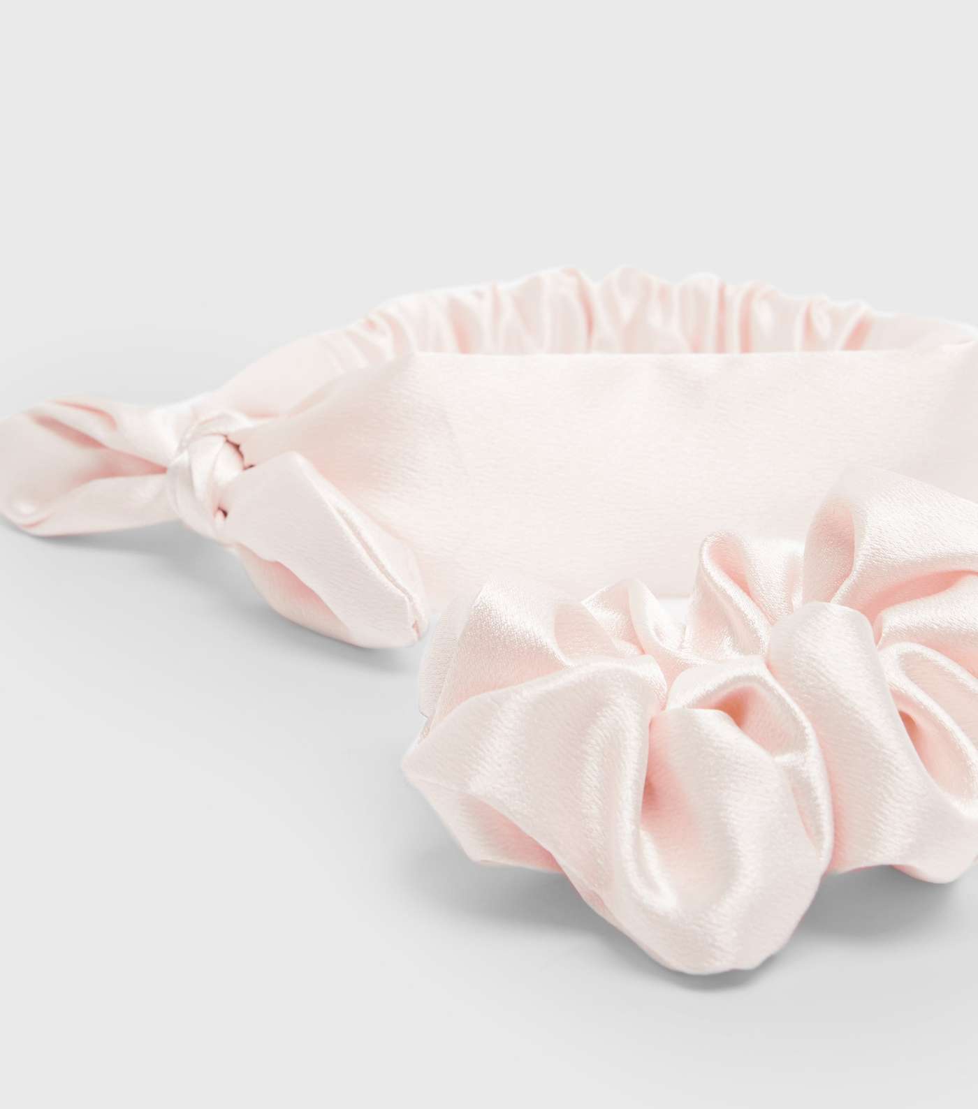 2 Pack Pale Pink Satin Bow Headband and Scrunchie Image 2