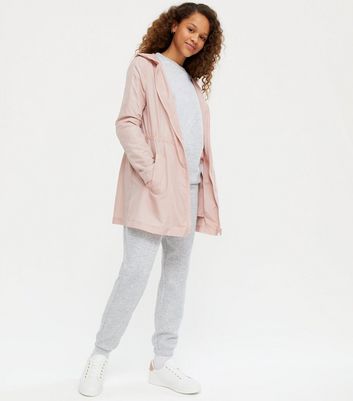 Girls Pale Pink Hooded Packable Mac 