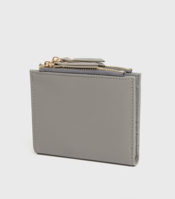 Grey Leather Look Slim Purse New Look