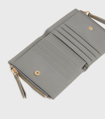 Grey Leather Look Slim Purse New Look