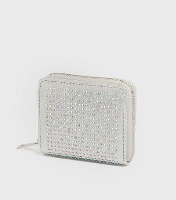 Silver Metallic Diamant Embellished Purse New Look