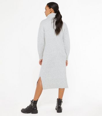 Grey Knit Roll Neck Jumper Dress | New Look