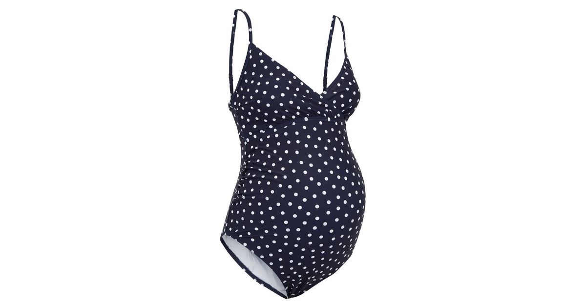 Maternity Navy Spot Swimsuit | New Look