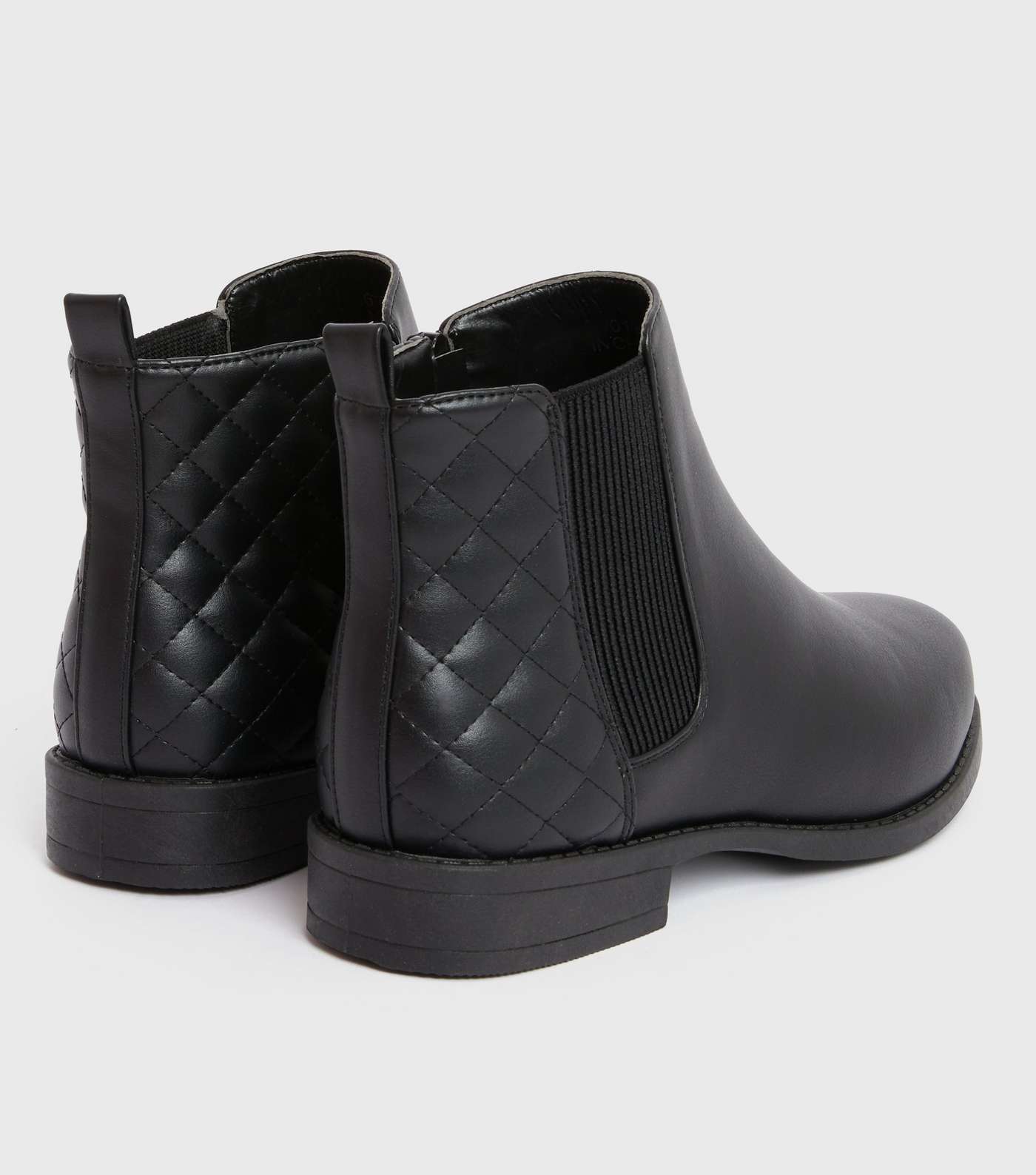 Girls Black Quilted Panel Chelsea Boots Image 4