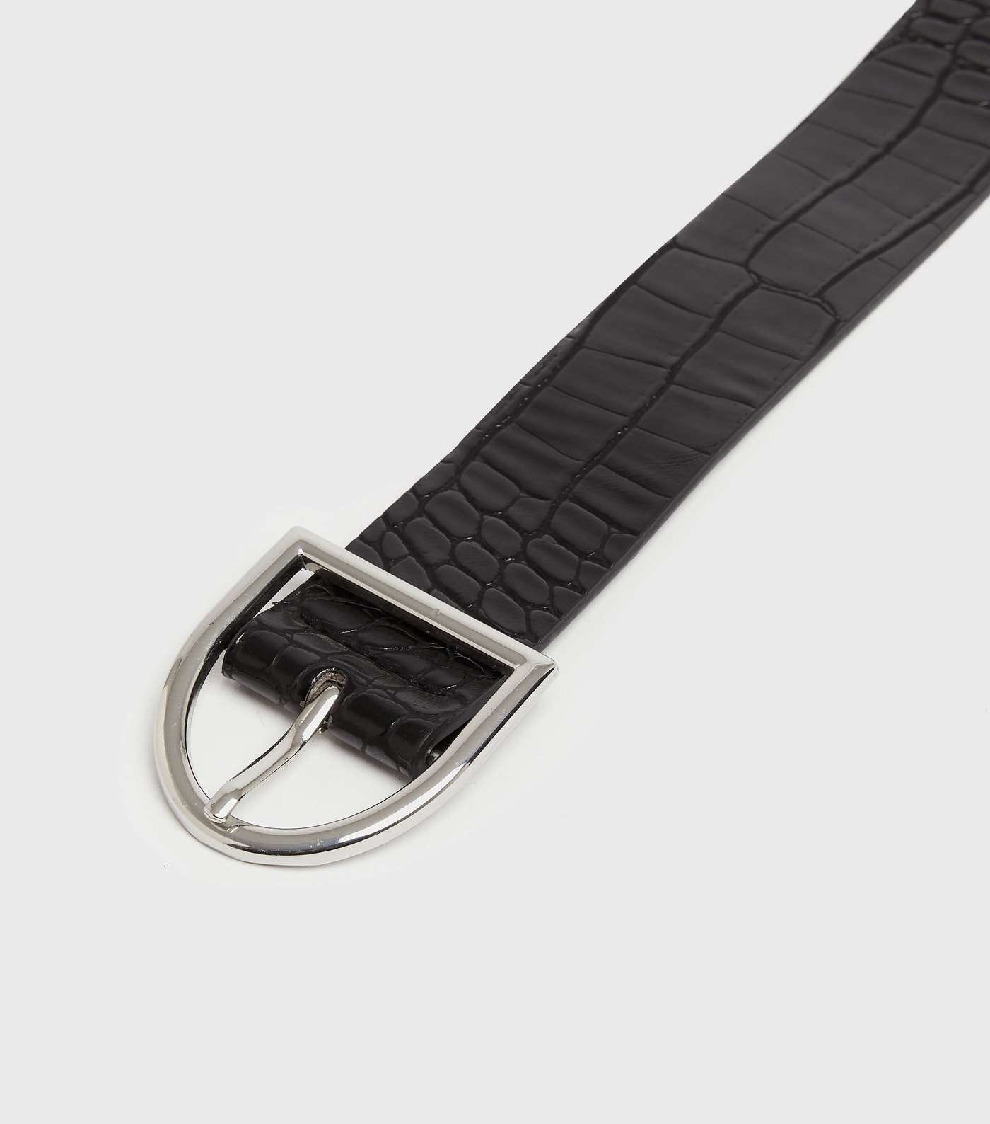 Black Faux Croc Belt Image 3
