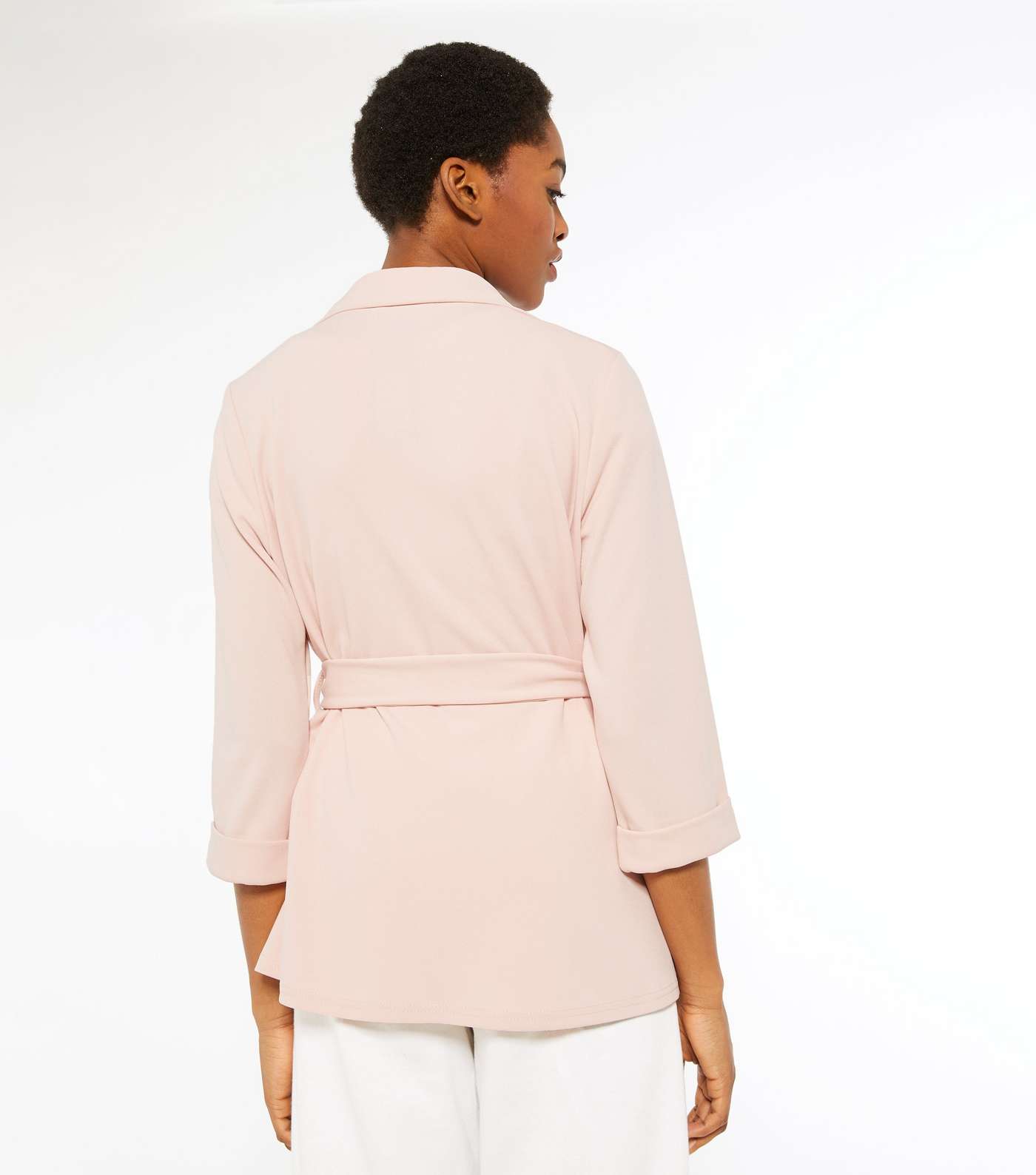 Pale Pink Jersey Belted Blazer Image 3