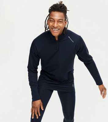 Jack & Jones Navy Zip Neck Sports Sweatshirt