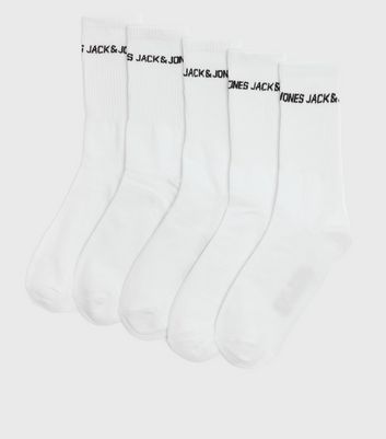 Image of Jack & Jones 5 Pack White Logo Socks New Look
