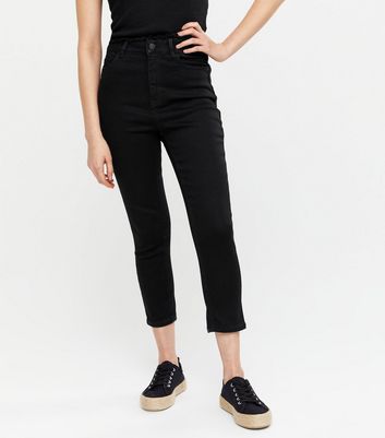 black cropped skinny jeans womens