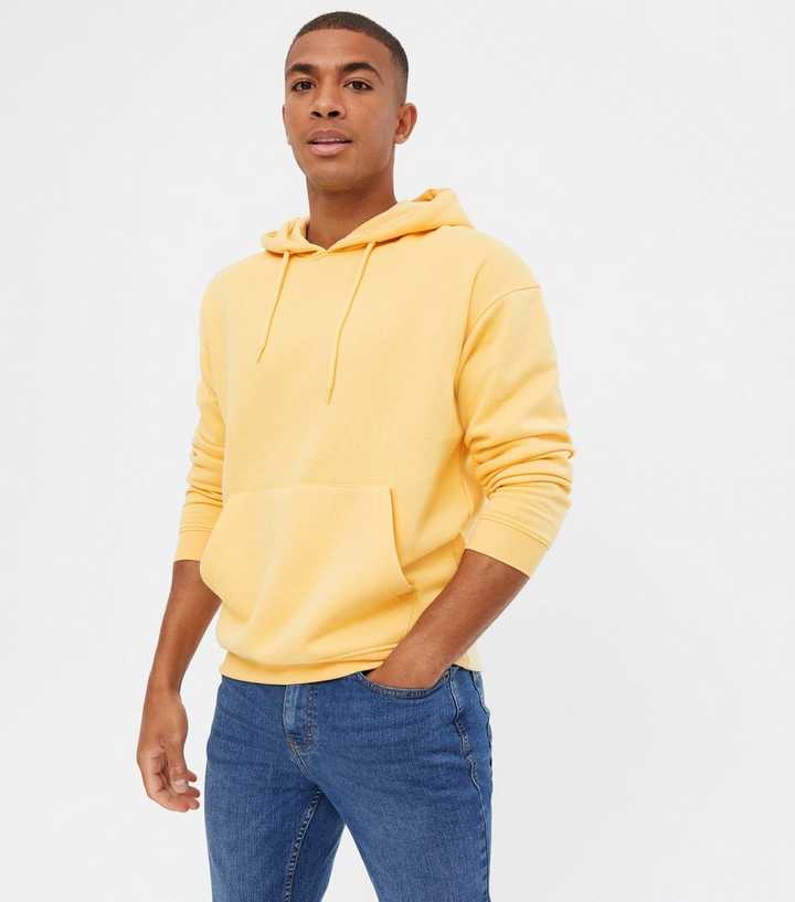 Jack & Jones Yellow Jersey Pocket Front Hoodie | New Look