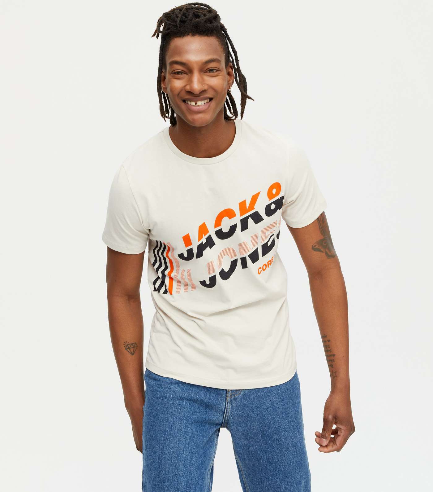 Jack & Jones White Colour Block Logo T-Shirt