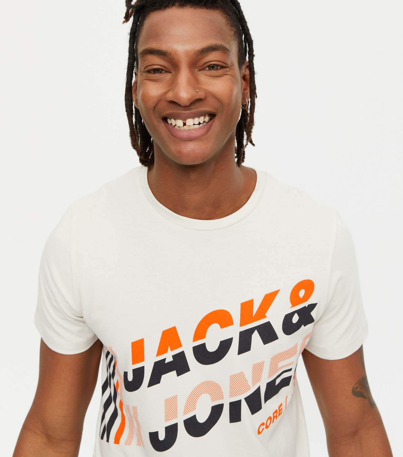 Jack & Jones White Colour Block Logo T-Shirt Image 3
