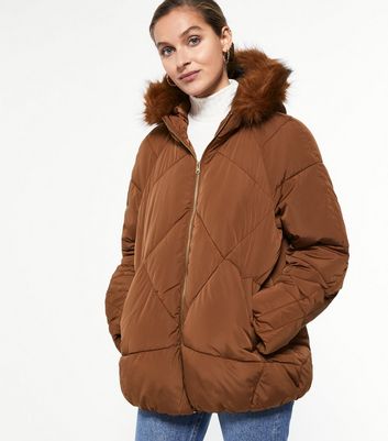 tan puffer jacket with hood