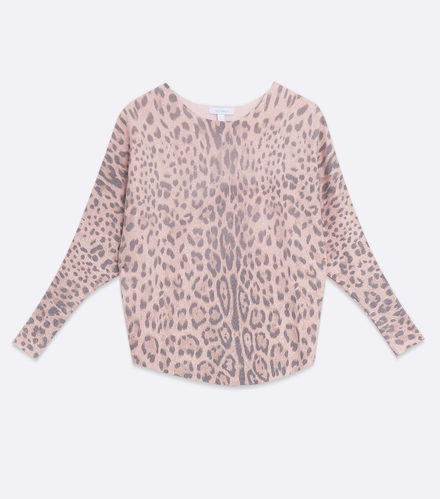 Blue Vanilla Pink Leopard Print Knit Batwing Top Image 5