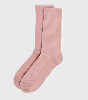 Image of Deep Pink Ribbed Tube Socks New Look