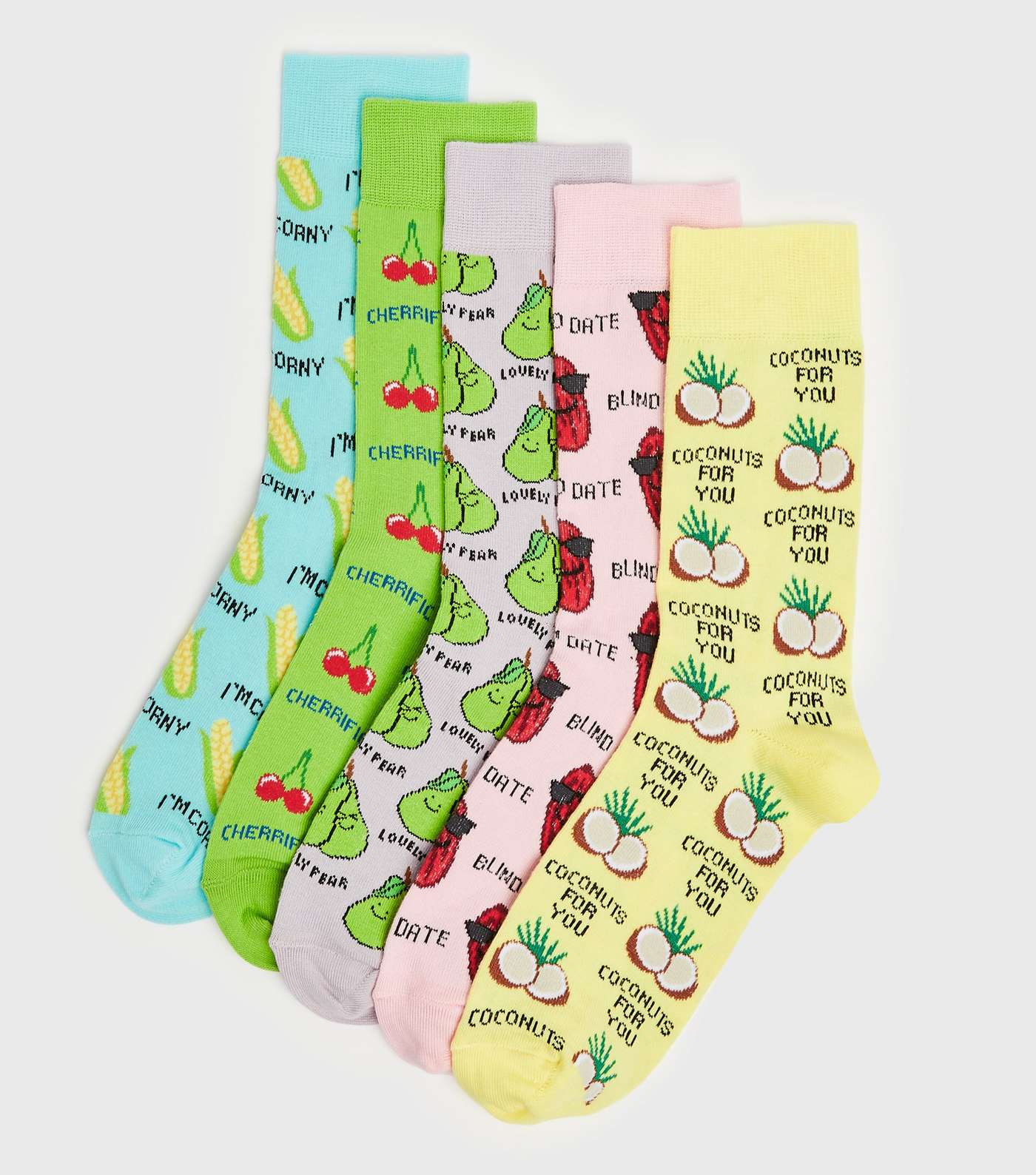 5 Pack Multicoloured Fruit and Veg Socks