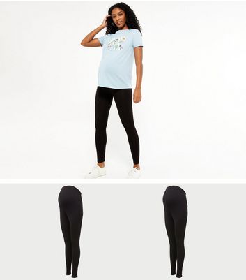 Maternity 2 Pack Black Jersey Leggings 