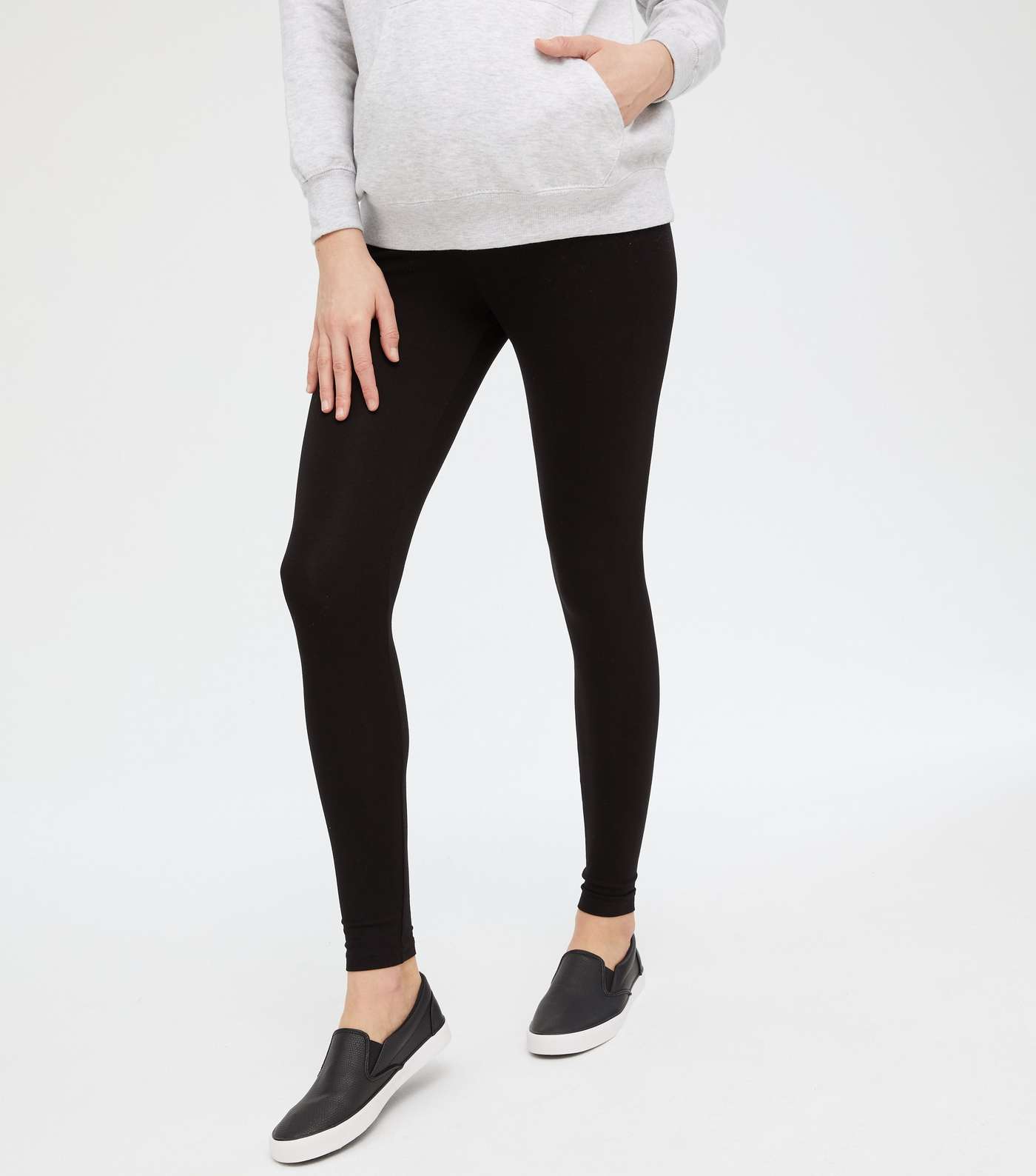Maternity 2 Pack Grey and Black Jersey Leggings Image 2