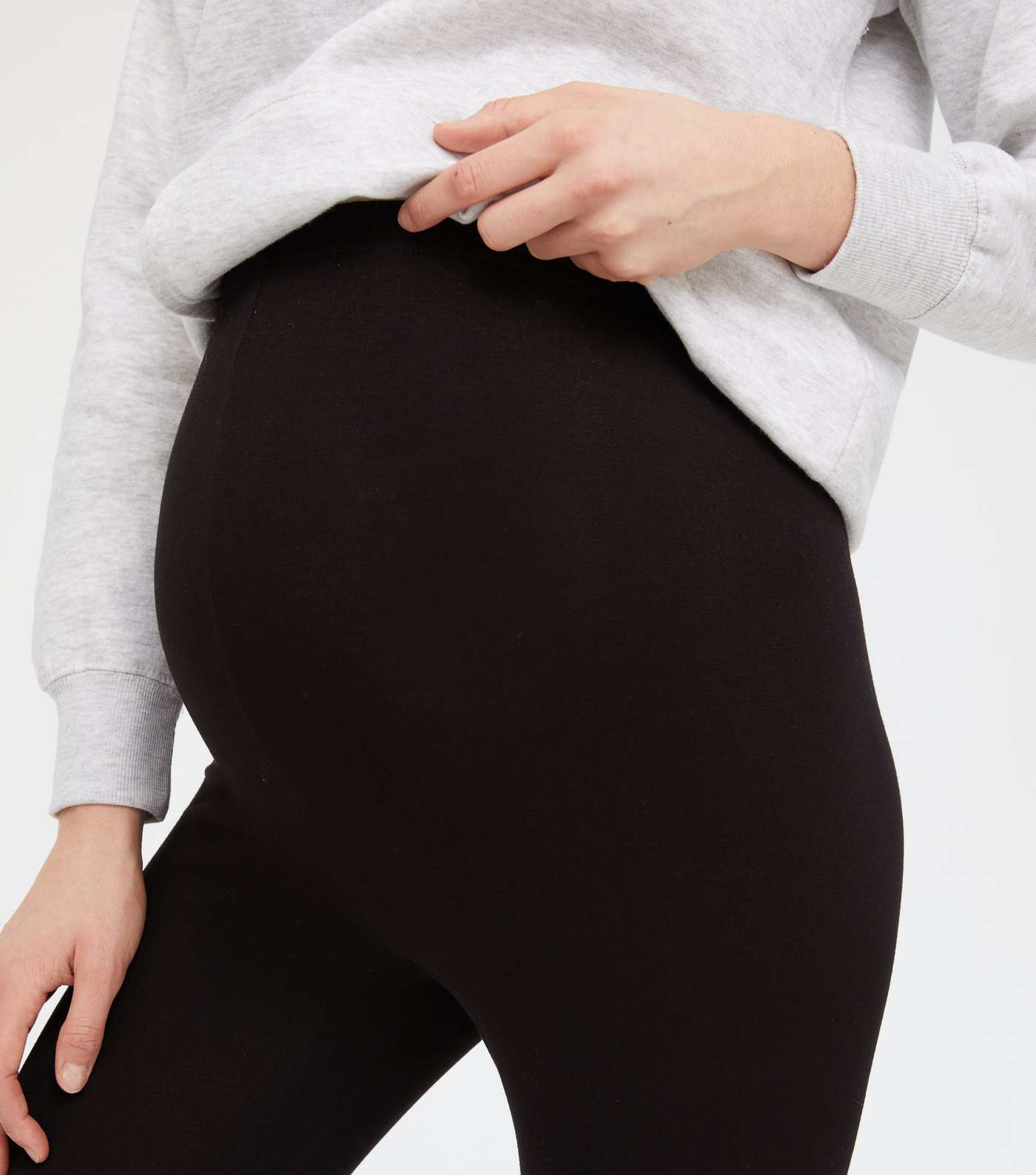 Maternity 2 Pack Grey and Black Jersey Leggings Image 4
