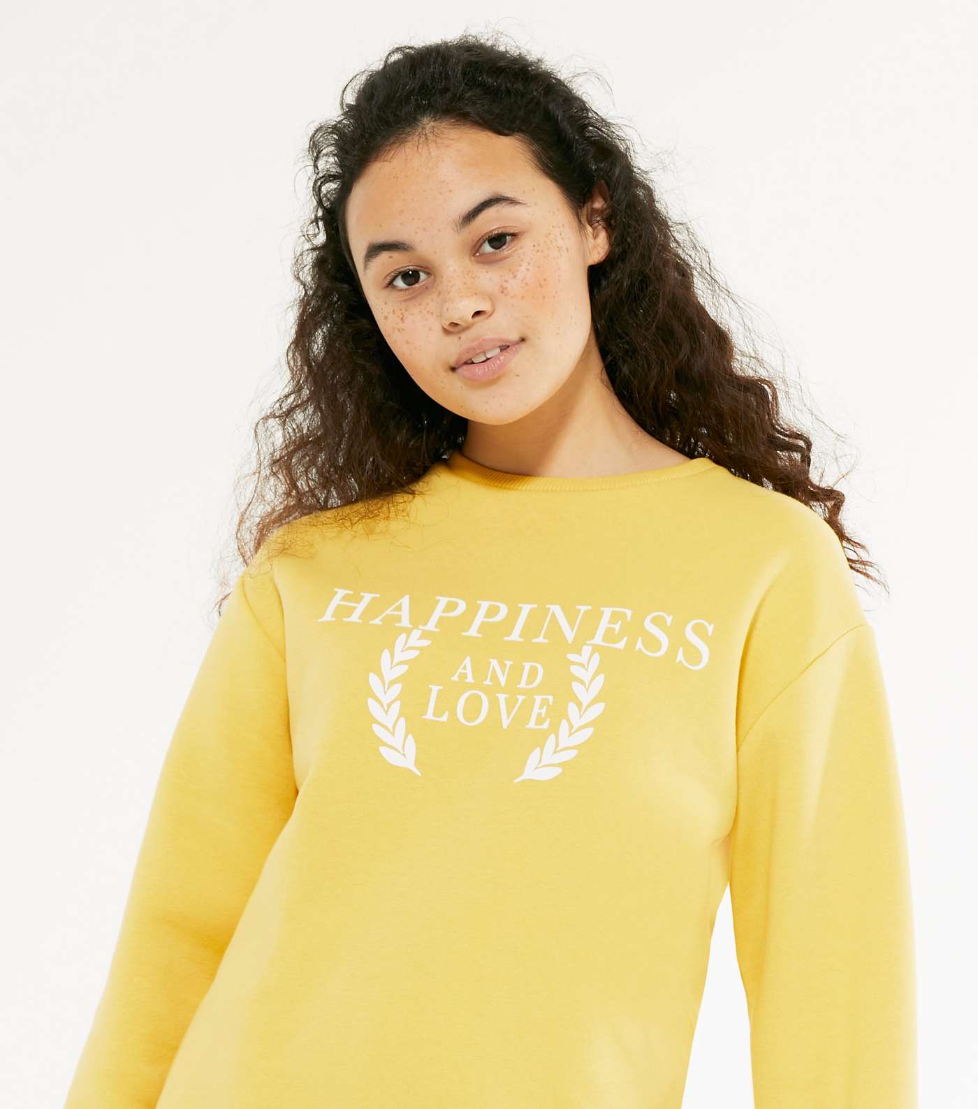Girls Mustard Happiness Logo Long Sweatshirt Image 2