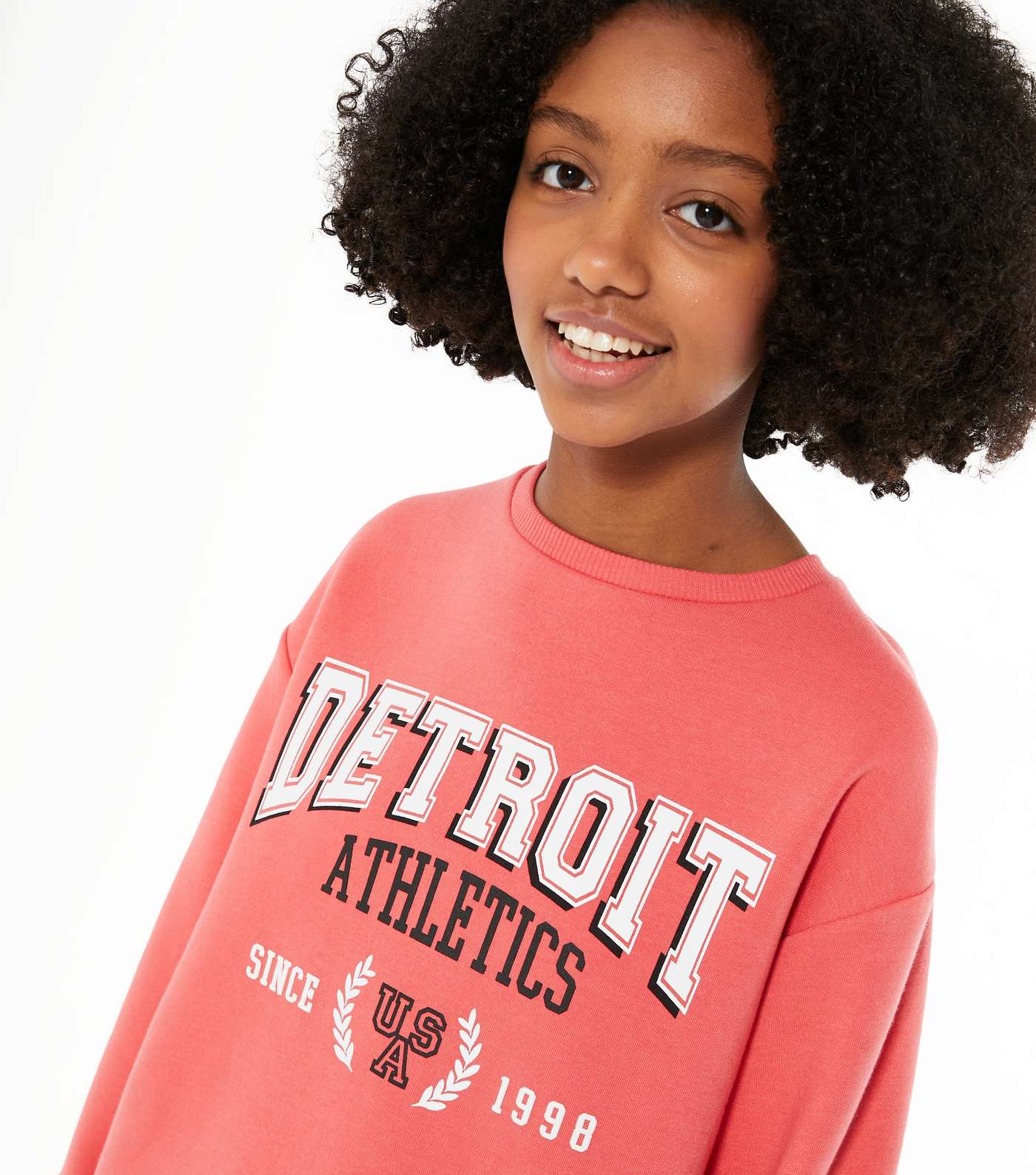 Girls Coral Detroit Varsity Logo Sweatshirt Image 4